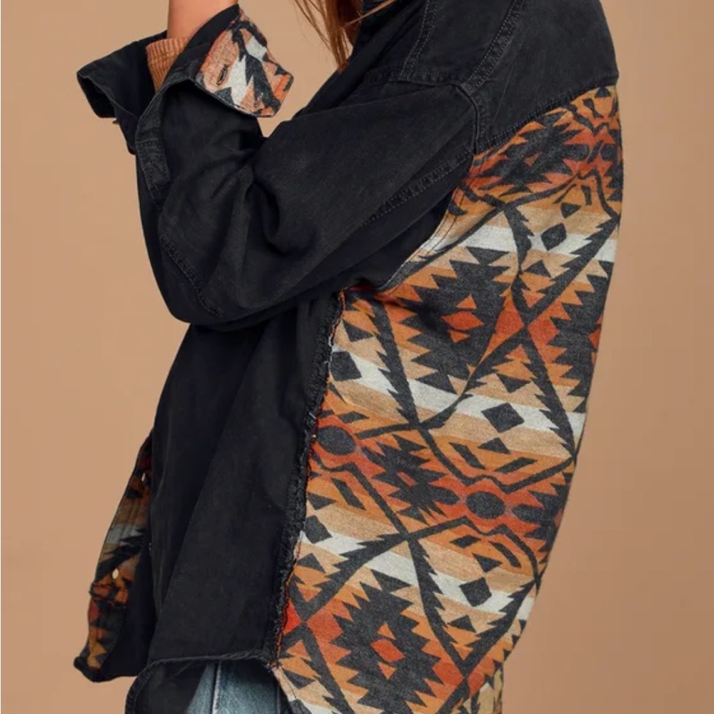 Free people - We The Free - echo rock black multi print Chambray button up top